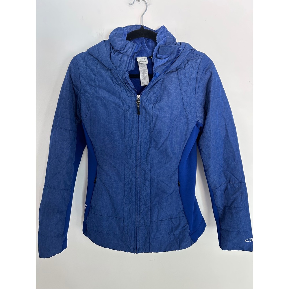 Champion C9 VentureDry Women Blue Hybrid Quilted Fleece Lined Hooded Jacket M